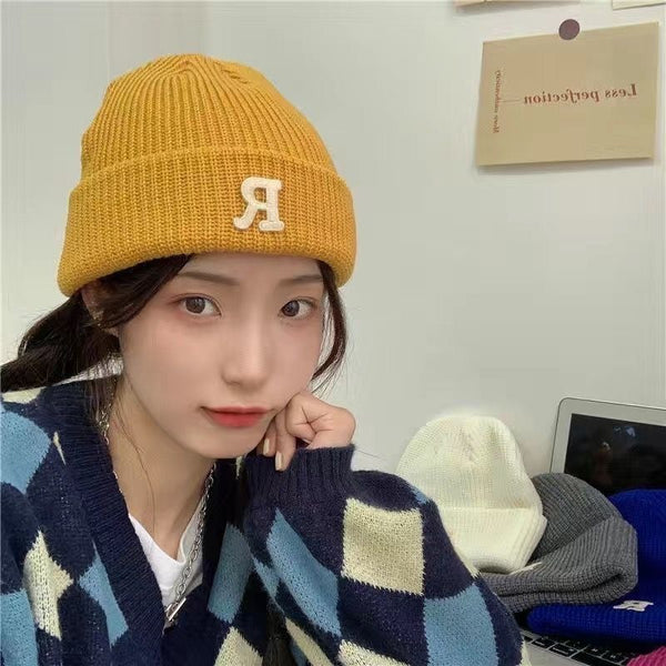 Winter Women's Good-looking Round Face Korean Knitted Woolen Cap